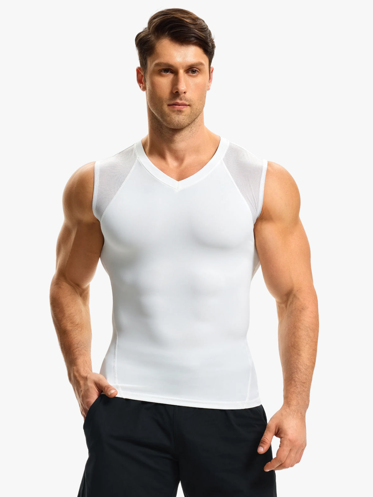 Men's Mesh Compression Tank Top Shirt Breathable Stretch Body Shaper Vest Main image