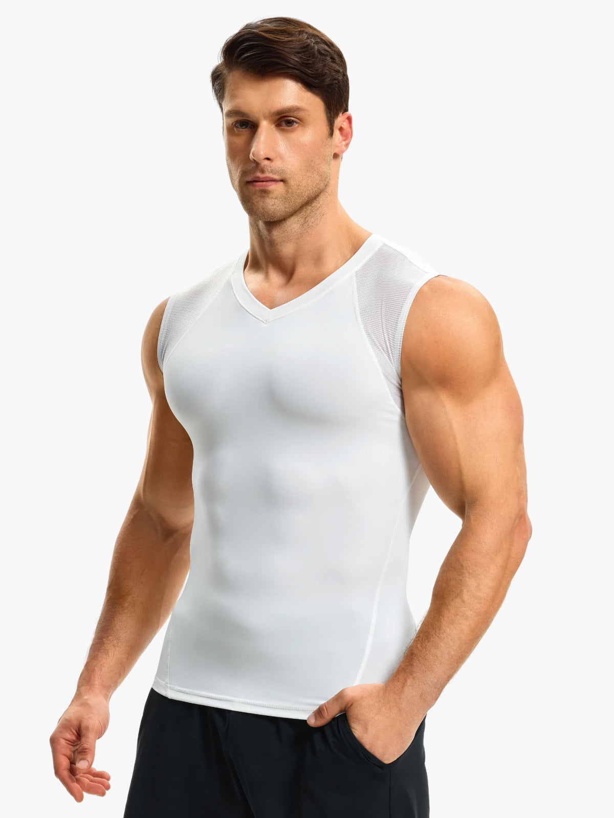 Men's Mesh Compression Tank Top Shirt Breathable Stretch Body Shaper Vest Secondary image