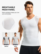 Men's Mesh Compression Tank Top Shirt Breathable Stretch Body Shaper Vest