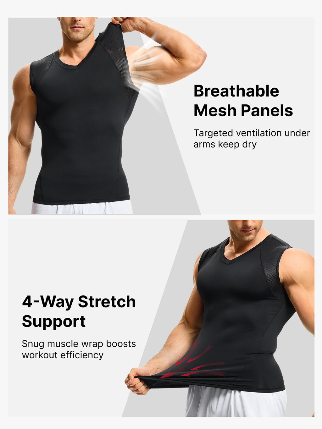 Men's Mesh Compression Tank Top Shirt Breathable Stretch Body Shaper Vest