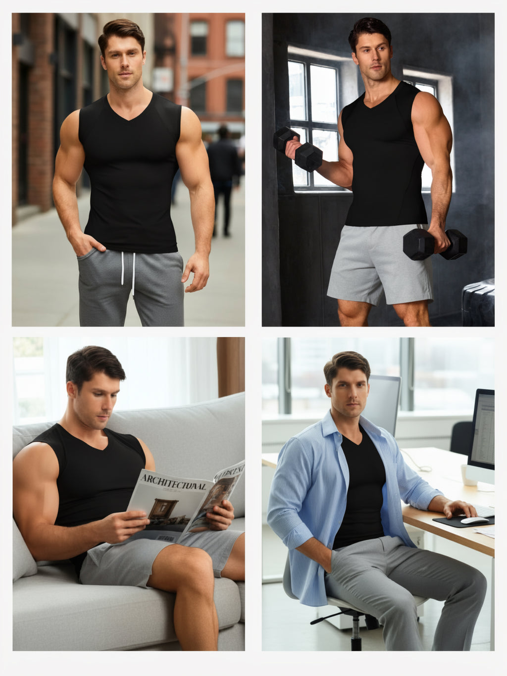 Men's Mesh Compression Tank Top Shirt Breathable Stretch Body Shaper Vest