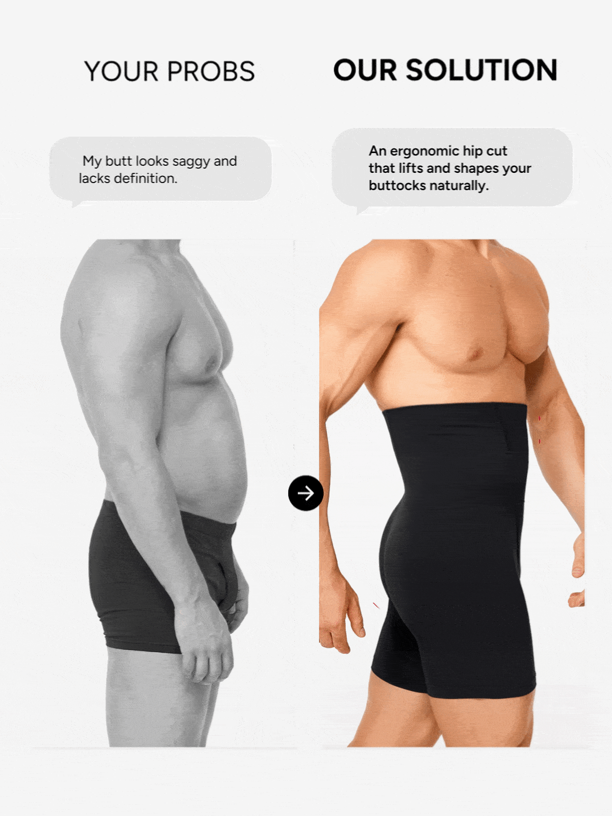 High Waist Steel Boning Support Shorts for Men