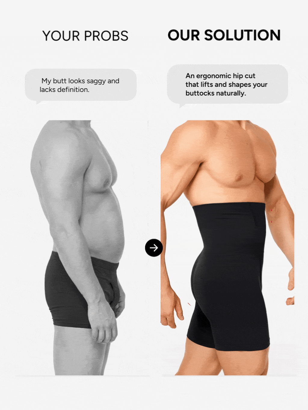 Men's Seamless High-Waist Boning Support Shorts