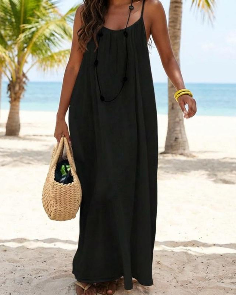 Womens Sleeveless Cami Lounge Maxi Dress Solid Color  Sleepwear Main image