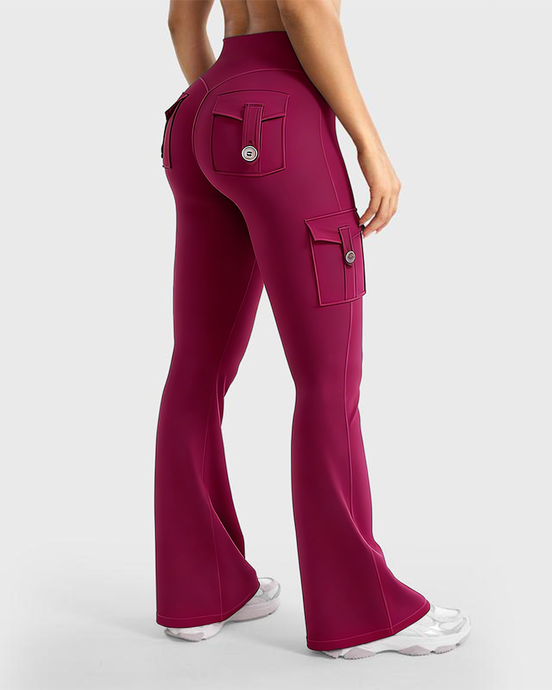 High-Waisted Flare Leggings with Pockets & No Front Seam Secondary image