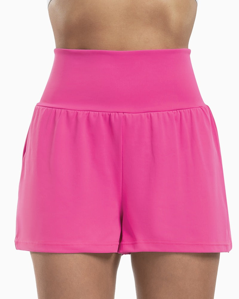 Super High Waisted Back Pocket & Side Hidden Pocket 2-in-1 Yoga Shorts