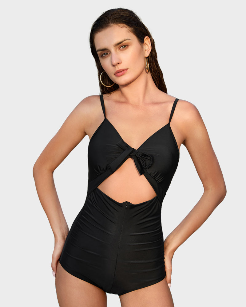 Front Tie Built-In Shapewear Sculpting Swimsuit Main image