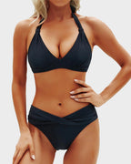 Vintage Halter Neck Bikini Swimsuit Set