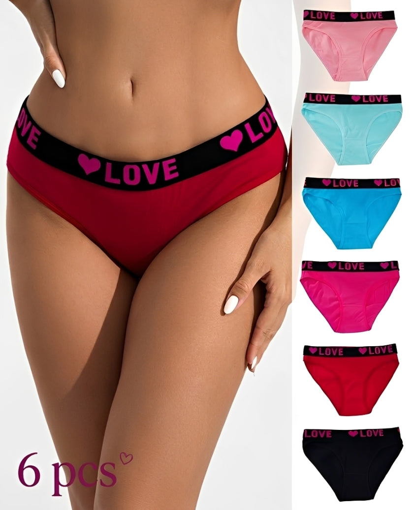 Women's High Rise Love Letter Tape Panties（6 Pack） Main image